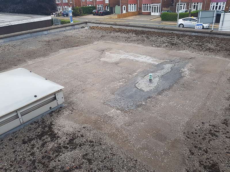 Existing damaged flat roof in need of repair